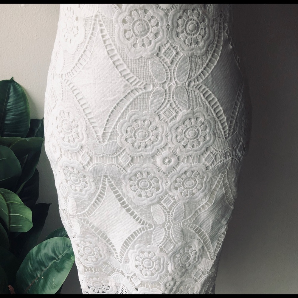 LAST ONE! Graceful White Crochet Midi Dress - Picture 6 of 7